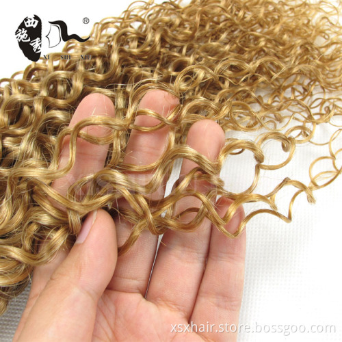 Wholesale 100% cheap natural blonde curly human hair extensions